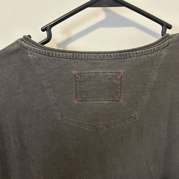 Robert Graham Jeans Shirt Mens 3XL Gray V Neck Pocket Distressed Stitch Cotton - Picture 9 of 12